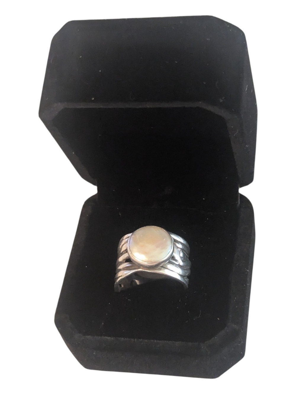 Retired Boho Silpada R1542 Mermaid Coin Pearl & Sterling Silver Statement Ring